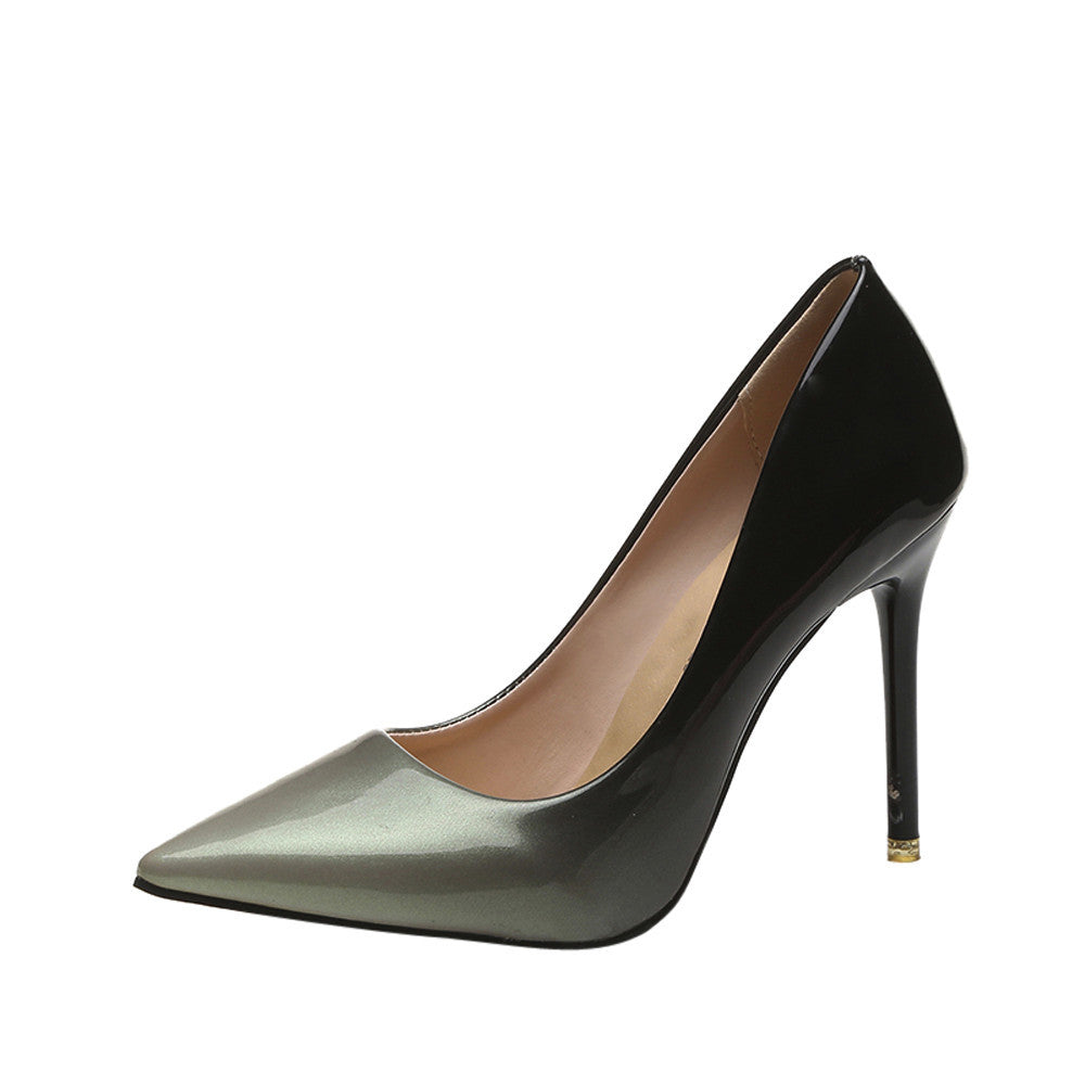 Gradient Color Patent Leather High Heeled Shoes
