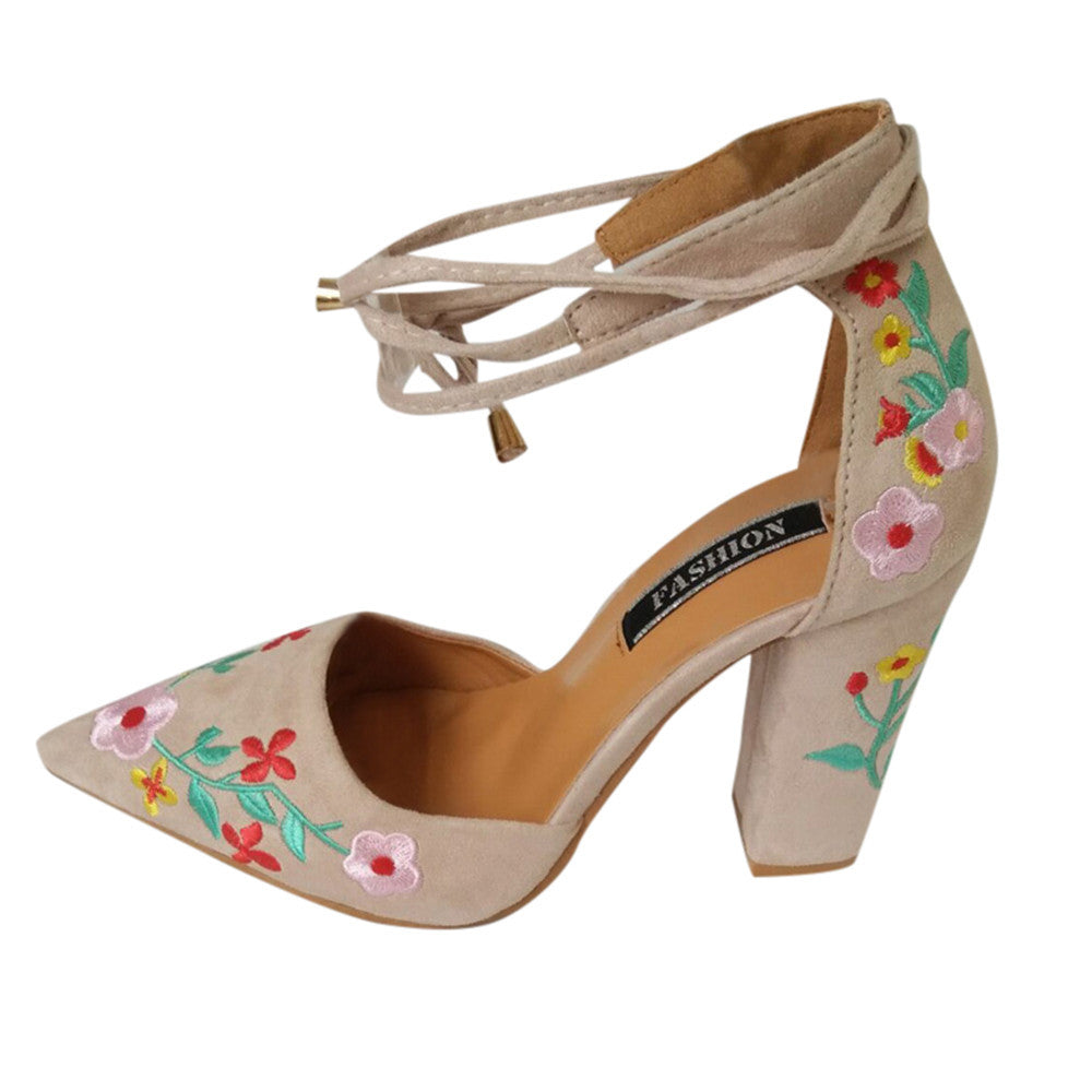 Wildflower Embroidery High Heeled Shoes