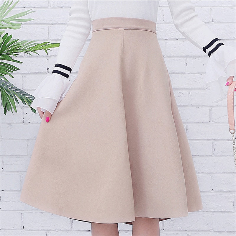 Suede High Waist Midi Skirt