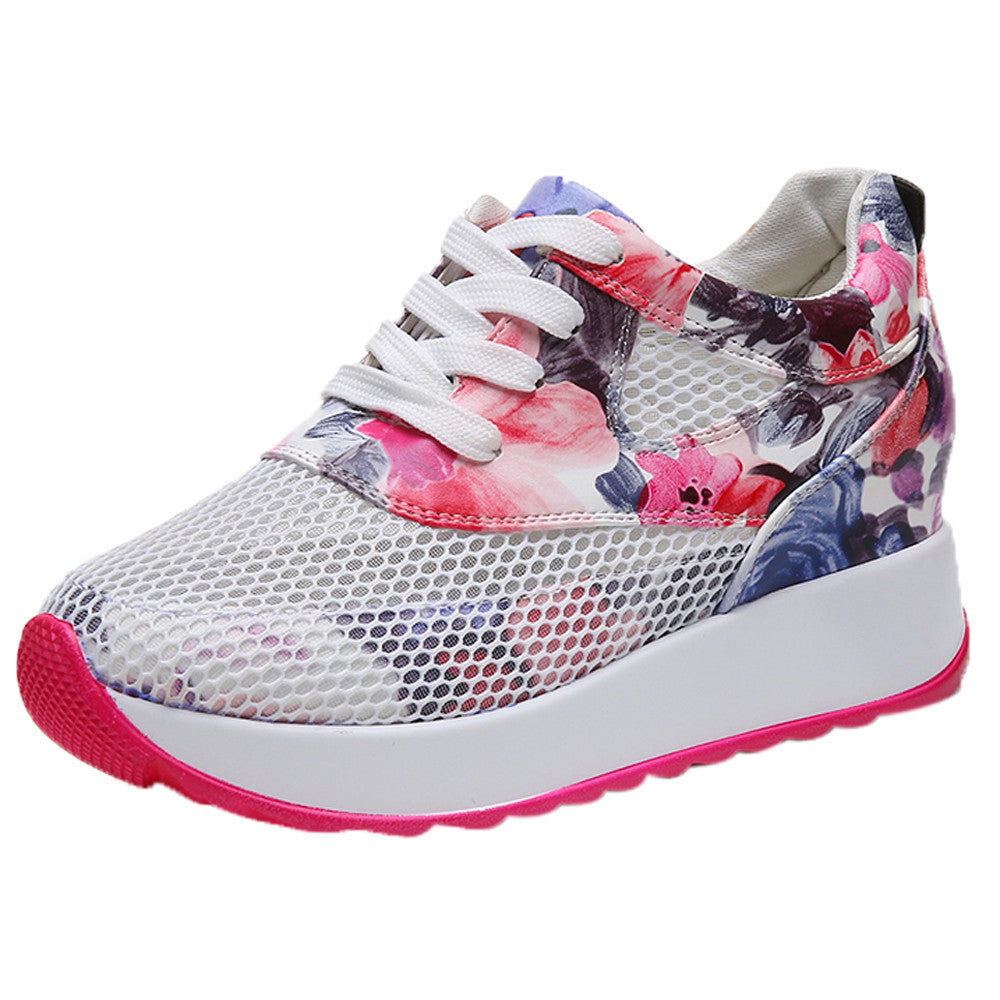 Flower Printed Platform Sneakers