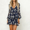 Floral Leaf Printed Long Sleeve Dress