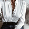 Long Sleeve Black White Cotton Blouse