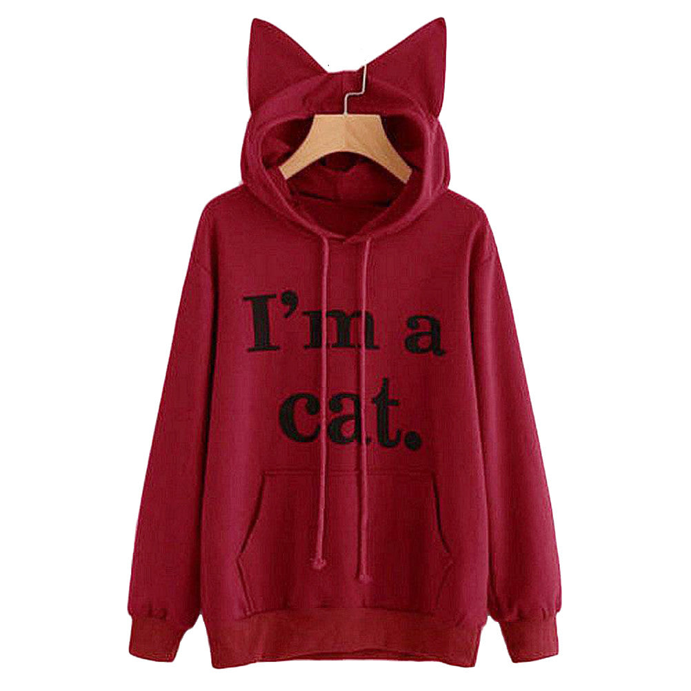 Front Pocket Cat Ear Hoodie Sweatshirt