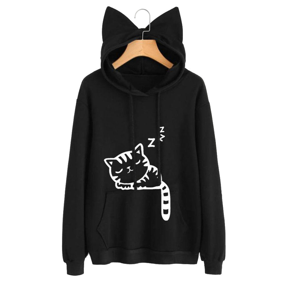 Front Pocket Cat Ear Hoodie Sweatshirt