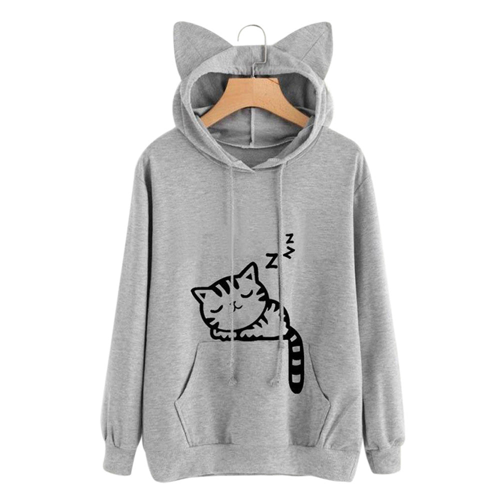 Front Pocket Cat Ear Hoodie Sweatshirt