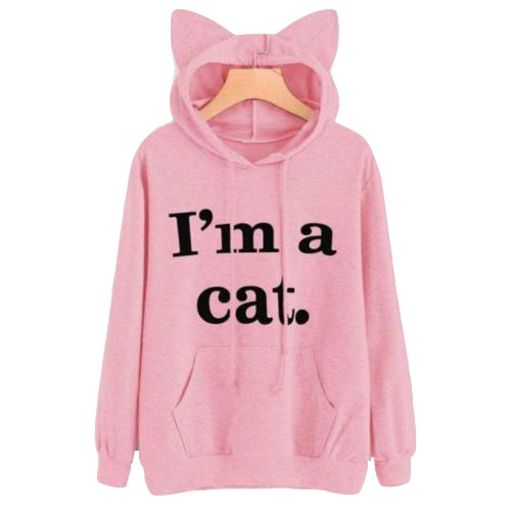 Front Pocket Cat Ear Hoodie Sweatshirt