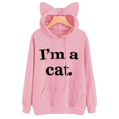 Front Pocket Cat Ear Hoodie Sweatshirt