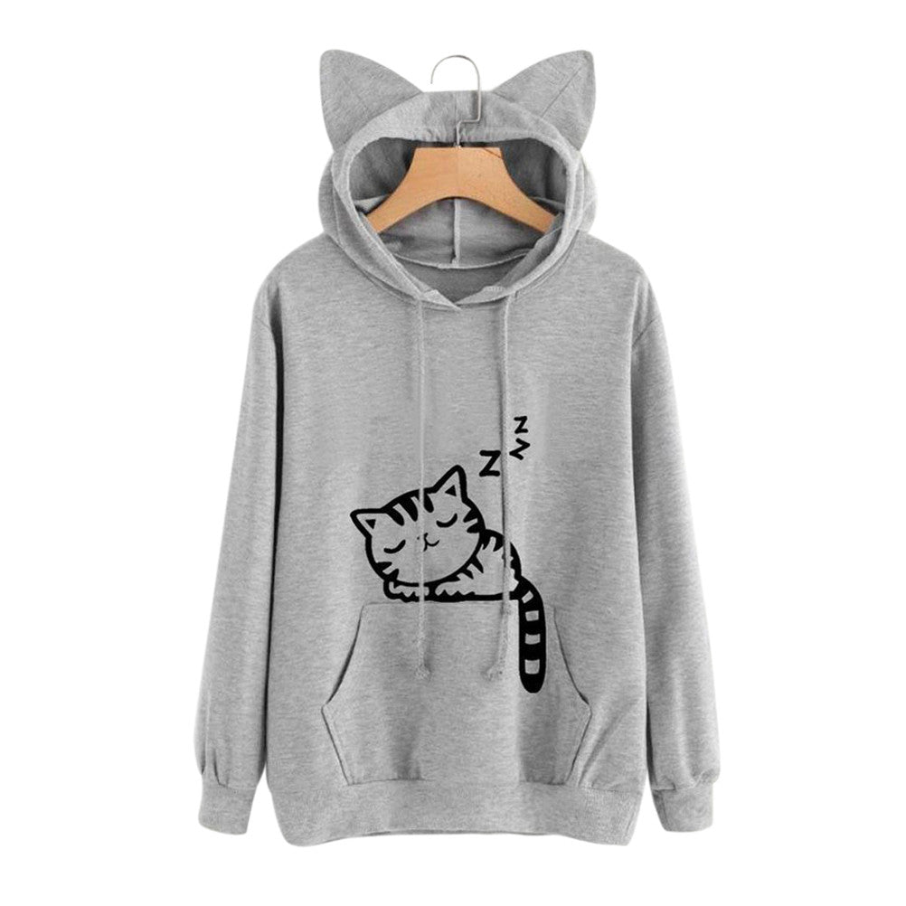Front Pocket Cat Ear Hoodie Sweatshirt