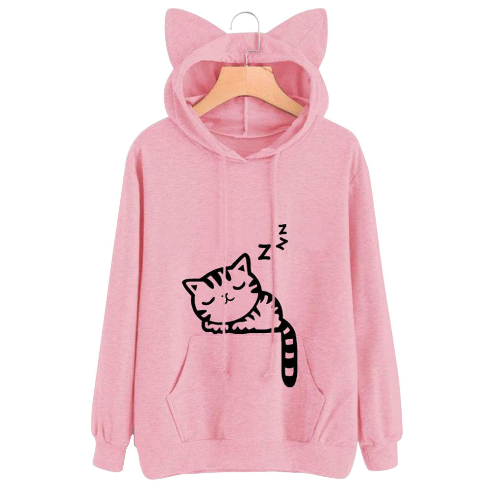 Front Pocket Cat Ear Hoodie Sweatshirt