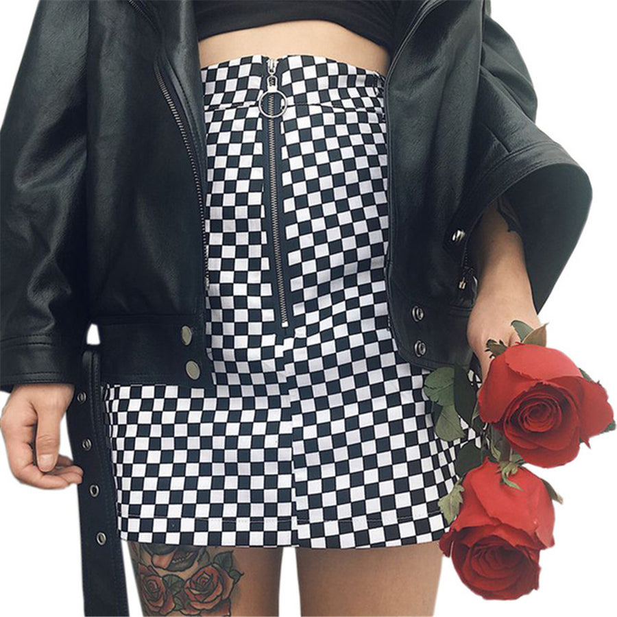 Checkerboard Plaid High Waist Mini Skirt