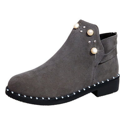 Vintage Pearl Suede Ankle Boots