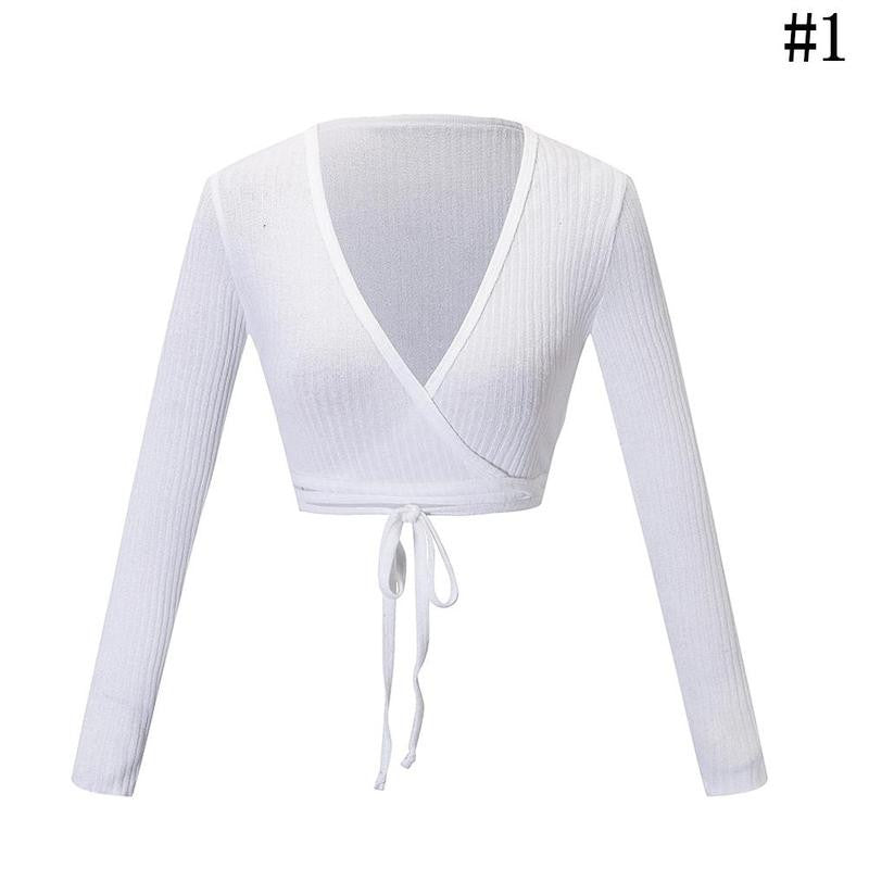 Cross V Neck Slim Crop Top