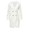 Elegant lace up split blazer dress