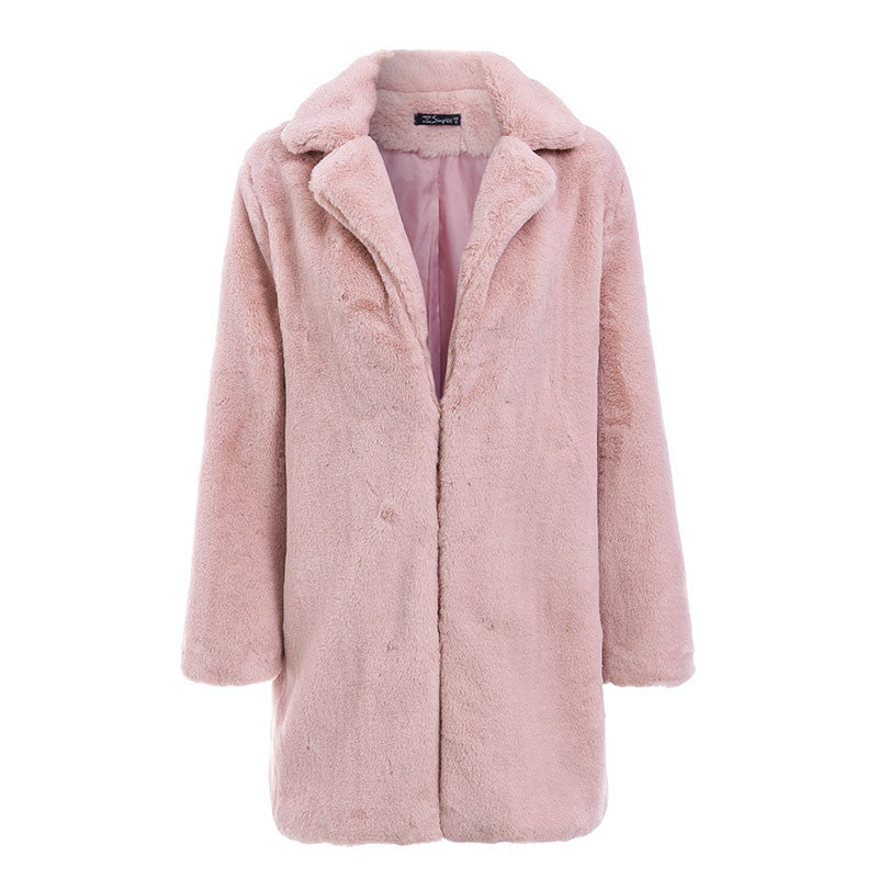 pink faux fur coat