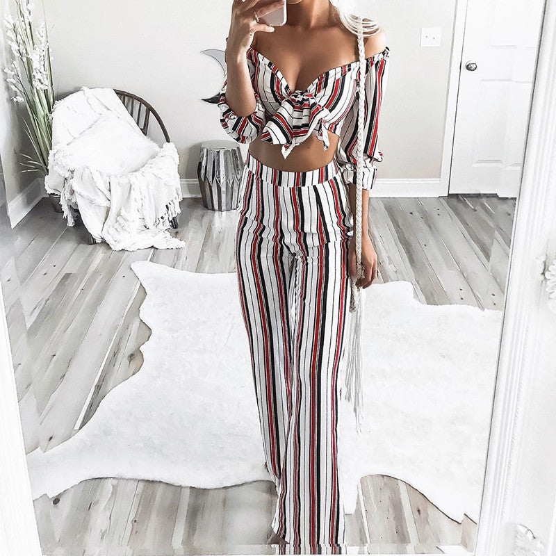 Stripe crop jumpsuit