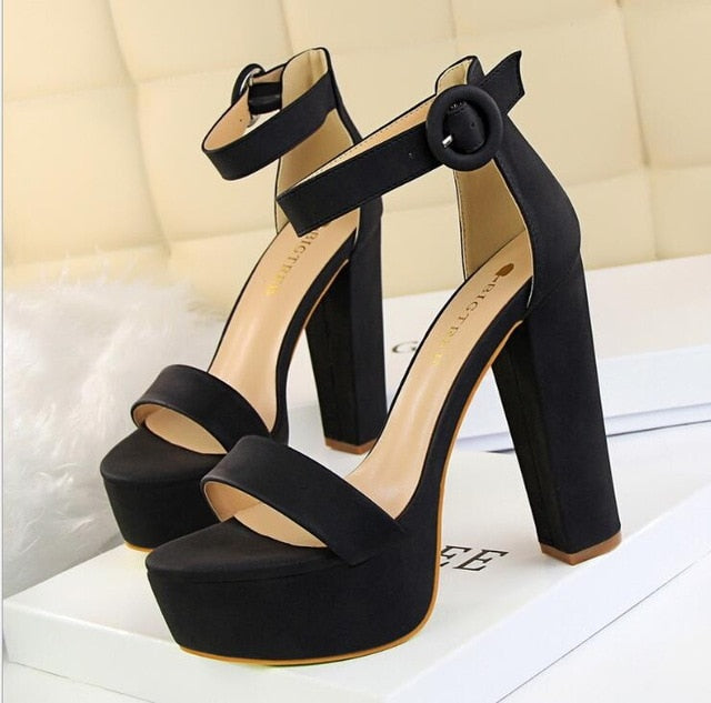 Platform Suede Thick Heeled Sandals