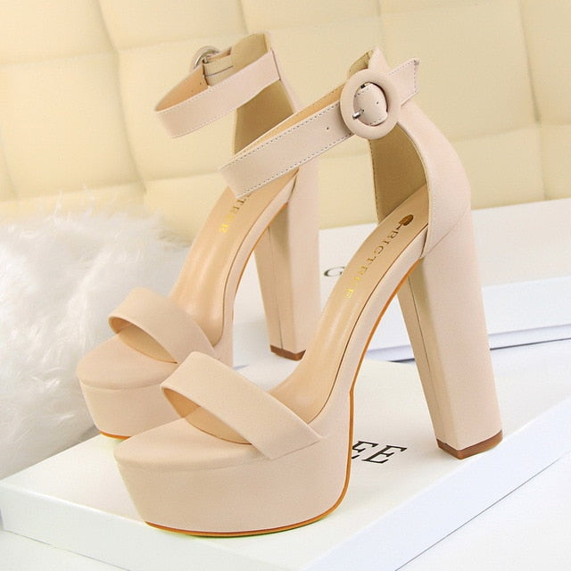 Platform Suede Thick Heeled Sandals