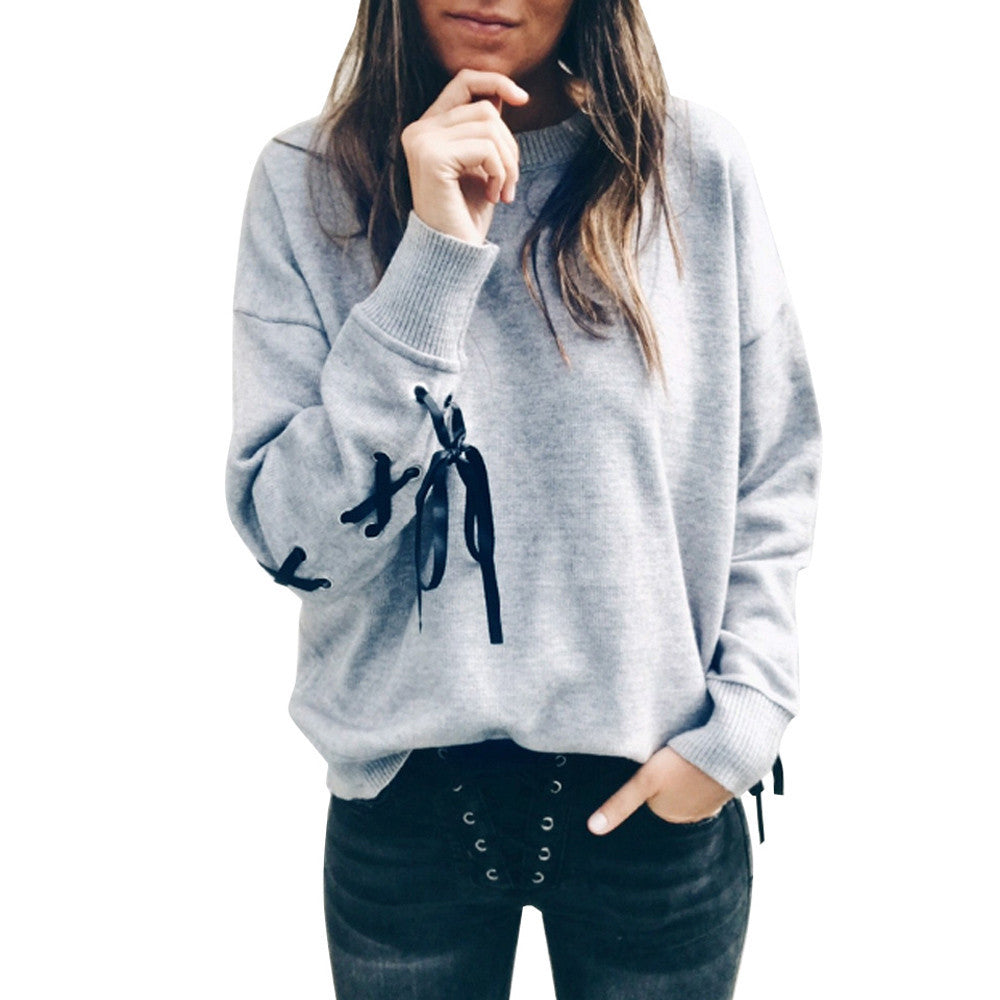 Casual Bow O-Neck Sweatshirt