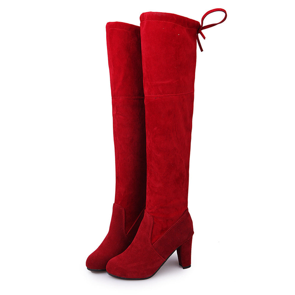 Stretch Faux Slim High Boots