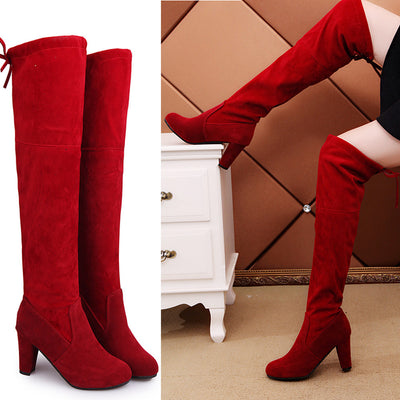Stretch Faux Slim High Boots