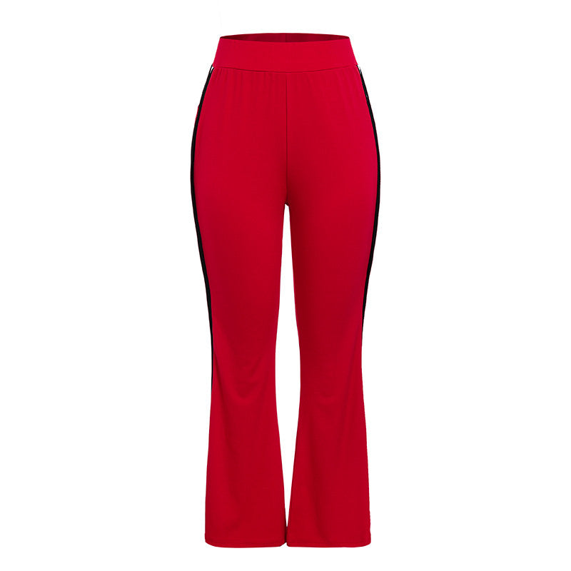 red patchwork pants