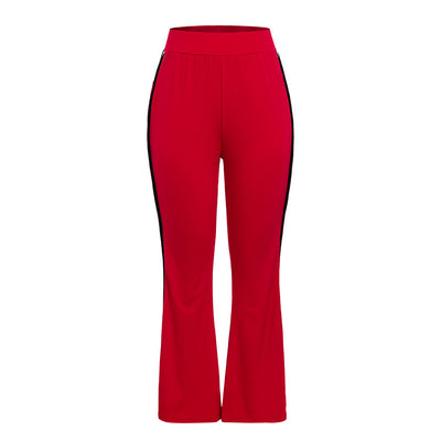 red patchwork pants