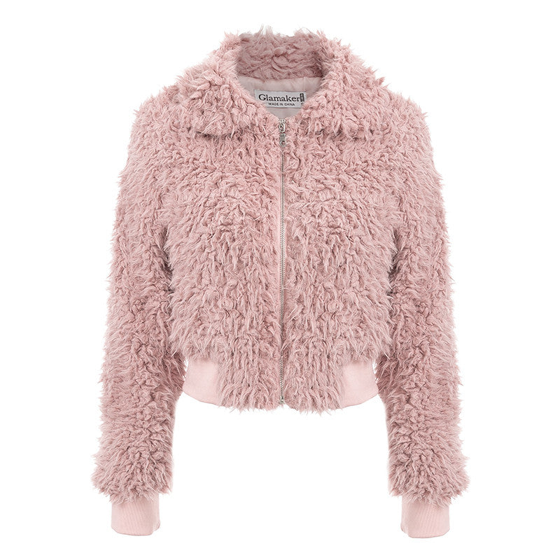 Pink fur teddy jacket
