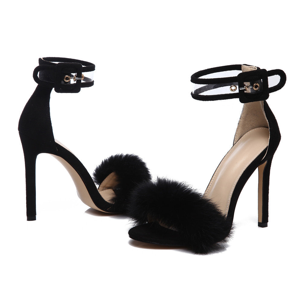 Suede High Heels Ankle Sandals