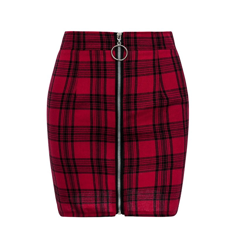 plaid a-line high waist skirt