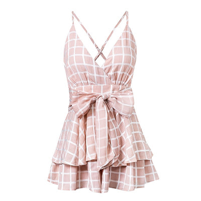 Plaid Boho Floral Jumpsuit
