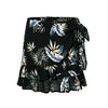 Black floral print ruffle skirt