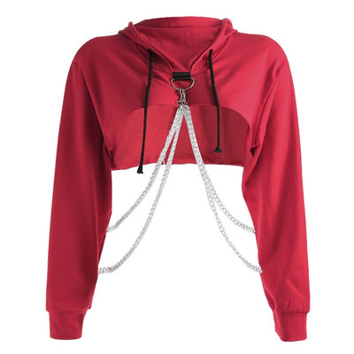 Black Metal Chain Hoodie Sweatshirt