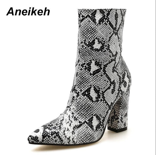 Snake Print Ankle Boots