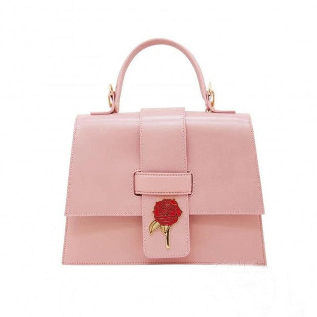 retro leather rose imprint handbag