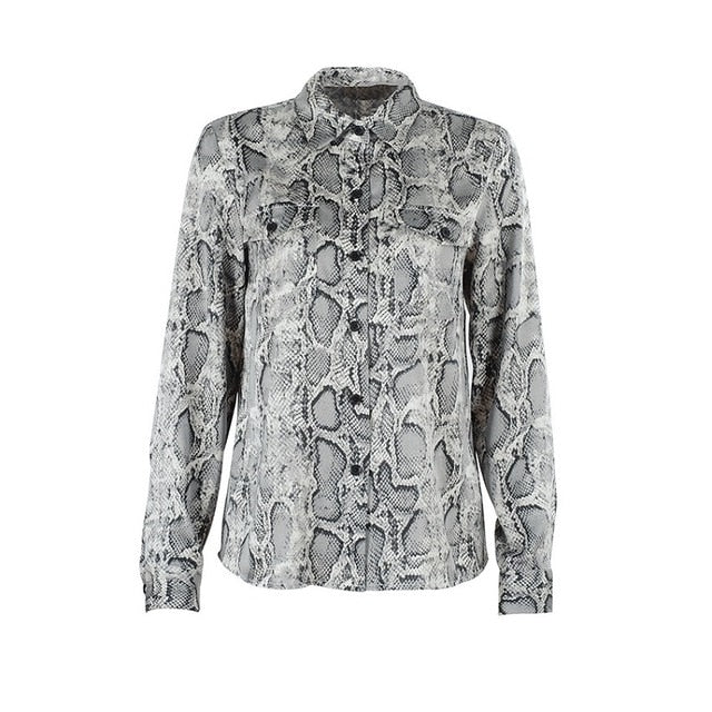 snake print long sleeve blouse