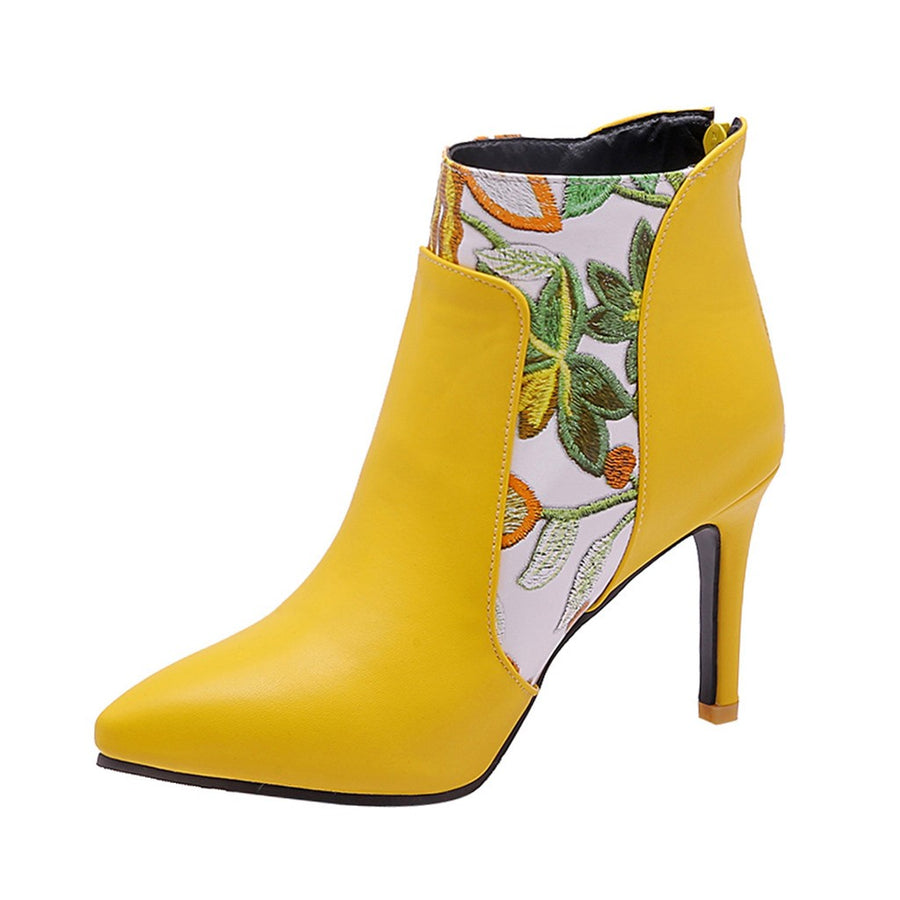Printed Pointed Stiletto Ankle Boots
