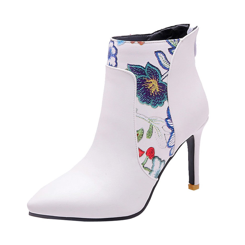 Printed Pointed Stiletto Ankle Boots
