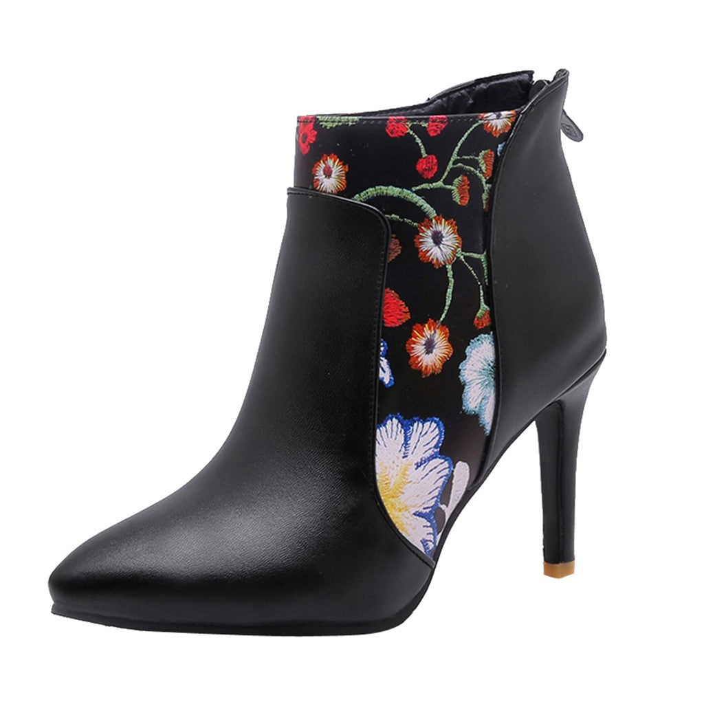 Printed Pointed Stiletto Ankle Boots