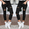 Destroyed Knee Pencil Jeans