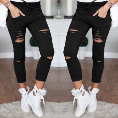 Destroyed Knee Pencil Jeans