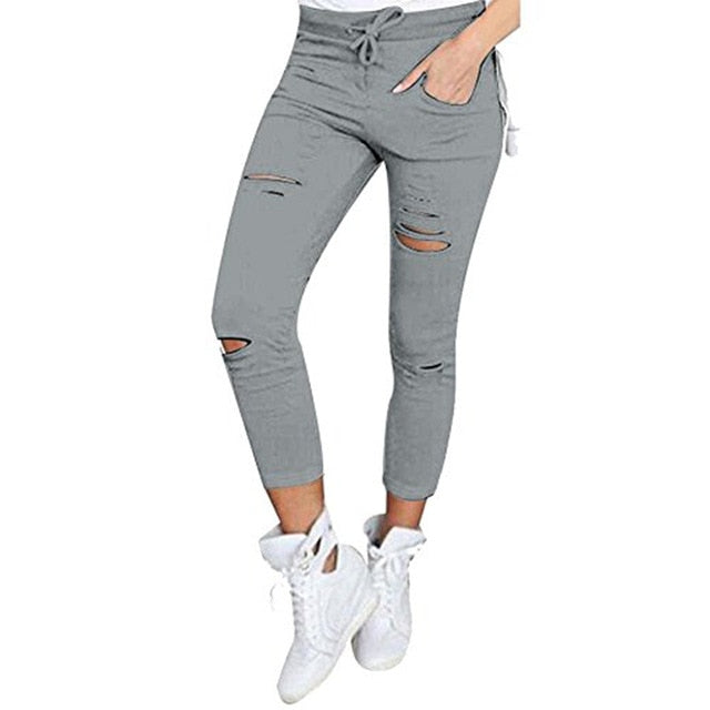 Destroyed Knee Pencil Jeans