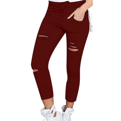 Destroyed Knee Pencil Jeans
