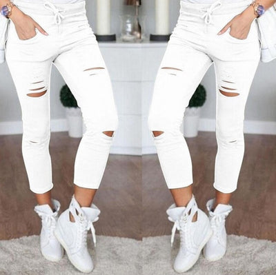 Destroyed Knee Pencil Jeans
