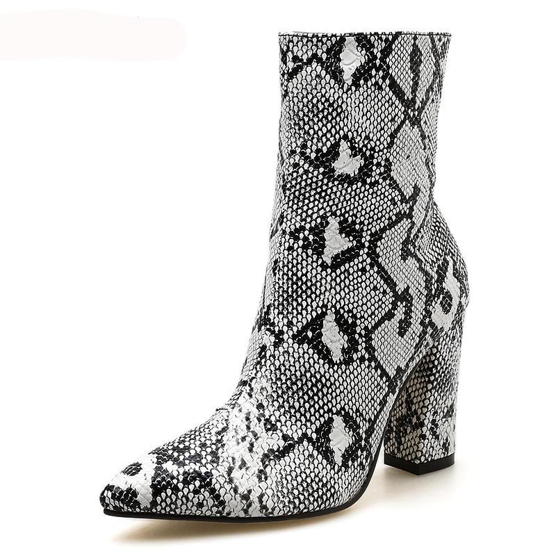Snake Print Ankle Boots