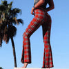 Flare Plaid Printing Casual Pants