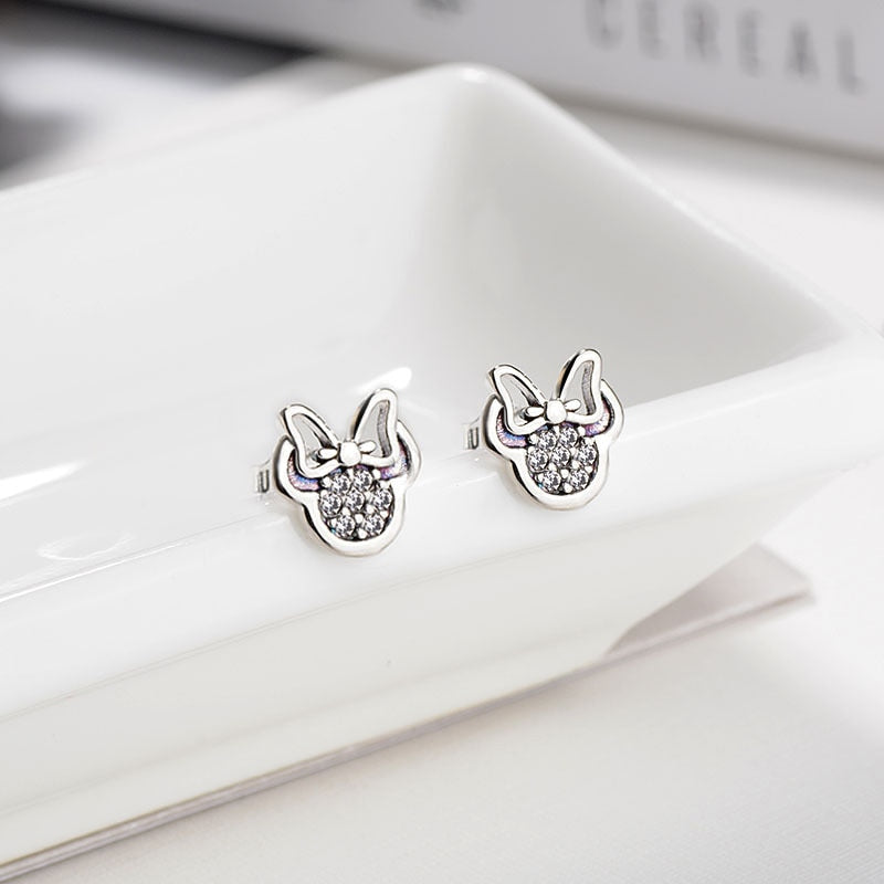 Silver Color Mickey Stud Earrings