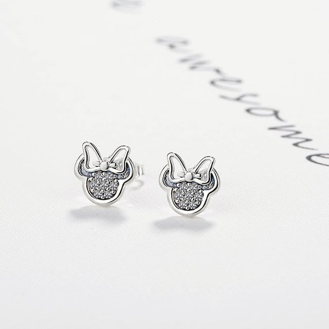 Silver Color Mickey Stud Earrings