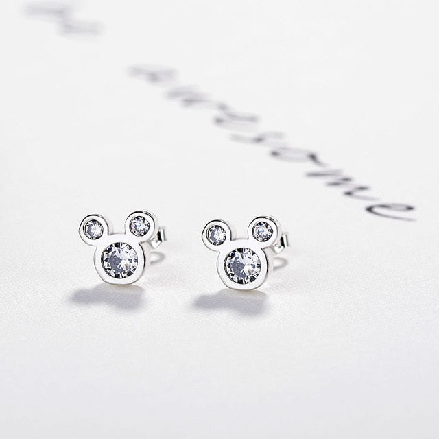 Silver Color Mickey Stud Earrings