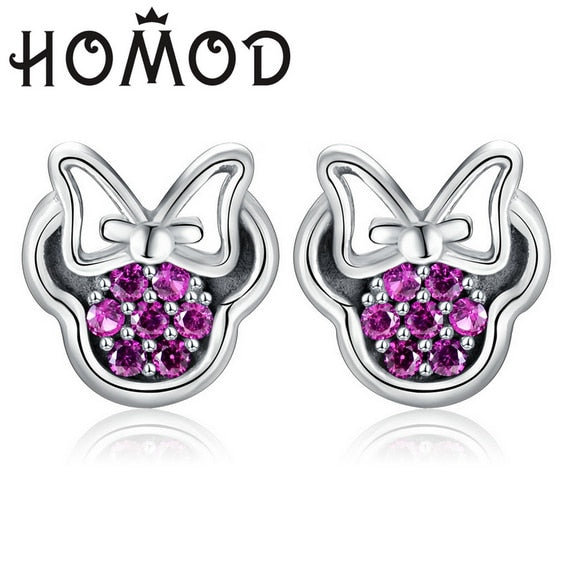 Silver Color Mickey Stud Earrings